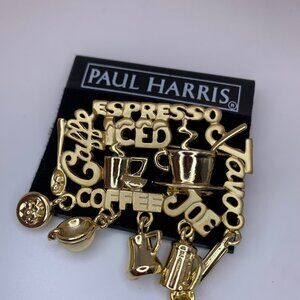 🐱 5 FOR $10.  PAUL HARRIS COFFEE PIN BROOCH NWT